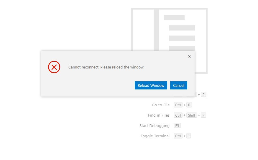 Vscode cannot reconnect please reload the window 